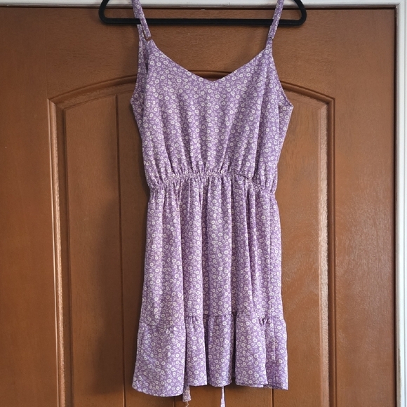Audrey 3+1 Purple Floral Wrap Dress Size Large - Picture 3 of 3